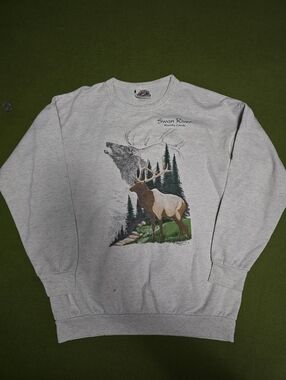Vintage Swan River Heather Gray Graphic Crewneck Sweater